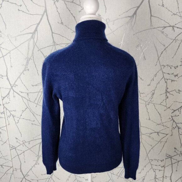 Lord & Taylor Navy 100% Cashmere Knit Turtleneck Sweater - Picture 3 of 4